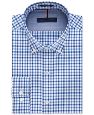 Tommy Hilfiger Big And Tall Non-iron Blue Dawn Check Dress Shirt