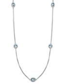 "sterling Silver Necklace, 36"" Blue Topaz Station Necklace (12 Ct. T.w.)"