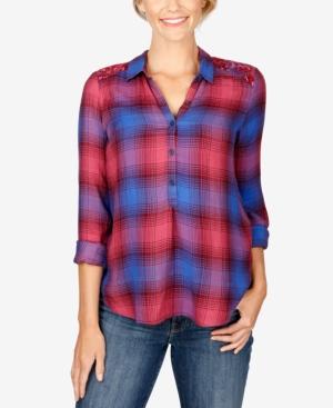 Lucky Brand High-low Plaid Blouse