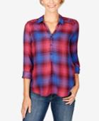 Lucky Brand High-low Plaid Blouse