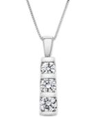 Diamond Graduated Three-stone Pendant Necklace (1 Ct. T.w.) In 14k White Gold, 18 + 2 Extender
