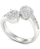 Diamond Two-stone Halo Engagement Ring (1 Ct. T.w.) In 14k White Gold