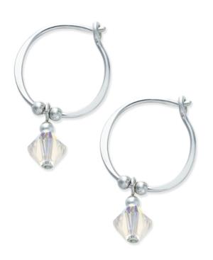 Jody Coyote Crystal Drop Hoop Earrings In Sterling Silver