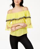 Bcx Juniors' Off-the-shoulder Pom Pom Top