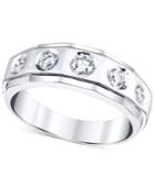 Men's Diamond Angle Etched Band (3/4 Ct. T.w.) In 10k White Gold