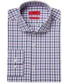 Hugo Men's Slim-fit Light Purple Check Dress Shirt
