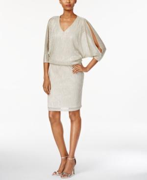 Msk Cold-shoulder Metallic Blouson Dress