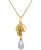 Nina Gold-tone Cultured Freshwater Pearl Leaf Necklace