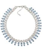 Carolee Silver-tone Blue & Clear Crystal Collar Necklace