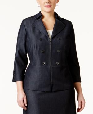 Tahari Asl Plus Size Denim Peplum Jacket