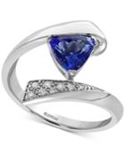 Effy Tanzanite Royale Tanzanite (1 Ct. T.w.) And Diamond Accent Bypass Ring In 14k White Gold