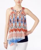 Bcx Juniors' Tie Dye Printed-overlay Tank Top