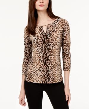 Calvin Klein Animal-print Keyhole Top