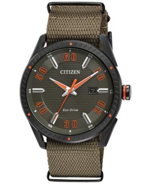 Citizen Drive From Citizen Eco-drive Men's Khaki Nylon Strap Watch 42mm Bm6995-01x