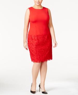 Calvin Klein Plus Size Lace-inset Sheath Dress