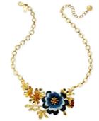 Kate Spade New York Gold-tone Denim Flower Statement Necklace, 17 + 3 Extender