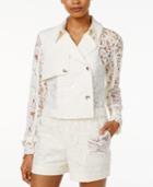 Rachel Rachel Roy Cropped Lace-contrast Trench Jacket, Only At Macy's