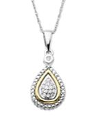 14k Gold And Sterling Silver Necklace, Diamond Accent Teardrop Pendant