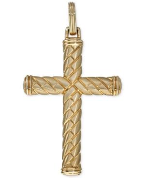 Esquire Men's Jewelry Patterned Cross Pendant In 10k Gold, Only At Macy's