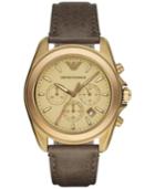 Emporio Armani Men's Chronograph Sigma Khaki Leather Strap Watch 44mm Ar6071