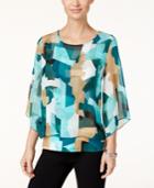 Jm Collection Petite Printed Chiffon-overlay Top, Only At Macy's