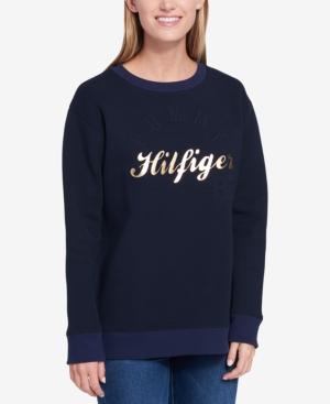 Tommy Hilfiger Metallic-print Logo Sweatshirt, Created For Macy's