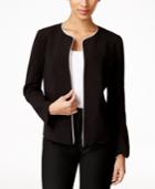Ny Collection Petite Contrast-trim Pleated-back Jacket
