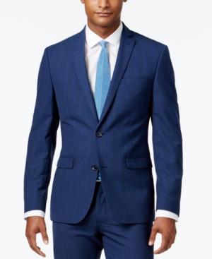 Bar Iii Men's Slim-fit Blue Plaid Jacket, Created For Macy's