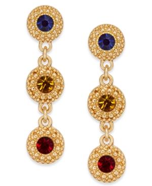 Charter Club Gold-tone Multicolor Crystal Triple Drop Earrings, Created For Macy's