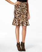 Thalia Sodi Animal-print Flounce-hem Skirt, Only At Macy's