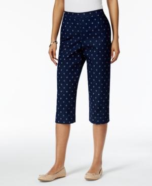 Alfred Dunner Petite Lady Liberty Star-print Denim Capri Pants