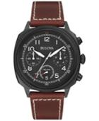 Bulova Men's Uhf Chronograph Military Brown Leather Strap Watch 43mm 98b245