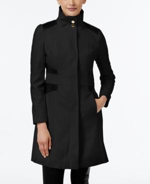 Via Spiga Faux-leather Trim Wool-blend Walker Coat