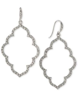 Carolee Silver-tone Pave Scalloped Drop Hoop Earrings