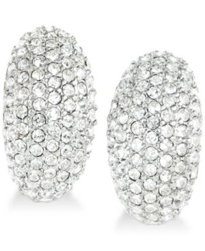 Carolee Silver-tone Pave Button Earrings