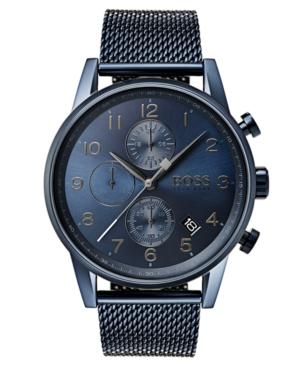 Boss Hugo Boss Men's Chronograph Navigator Blue Stainless Steel Mesh Bracelet Watch 44mm