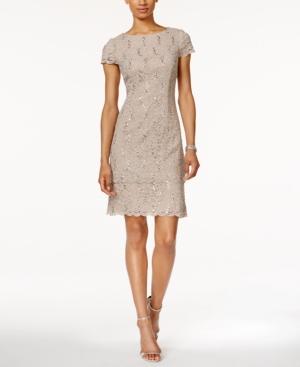 Alex Evenings Petite Layered Sequined Lace Sheath Dress