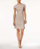 Alex Evenings Petite Layered Sequined Lace Sheath Dress