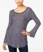 Style & Co. Striped Bell-sleeve Top, Only At Macy's