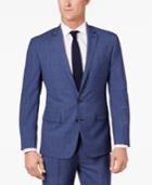 Ryan Seacrest Distinction Men's Slim-fit Blue Herringbone Plaid Suit Jacket, Only At Macy's