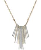 I.n.c. Gold-tone Metallic Stick Crystal Pave Frontal Necklace