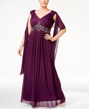 Alex Evenings Plus Size Embellished Gown & Scarf