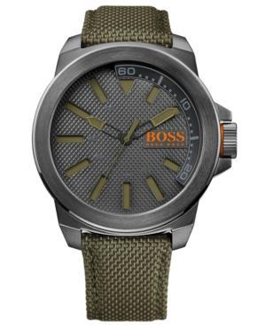 Hugo Boss Men's Boss Orange Green Woven Nylon Strap 50mm 1513009