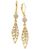 Lonna & Lilly Gold-tone Pave Feather Drop Earrings