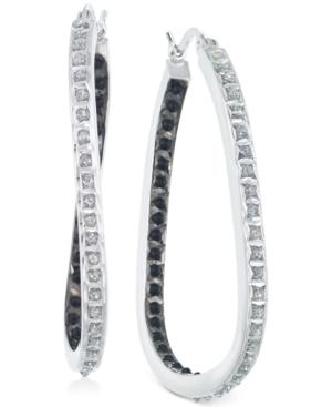 Diamond In-and-out Hoop Earrings (1/10 Ct. T.w.) In Sterling Silver