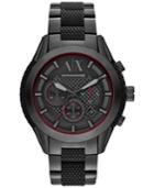 Ax Armani Exchange Men's Chronograph Black Silicone And Black Ion-plated Stainless Steel Bracelet Watch 47mm Ax1387