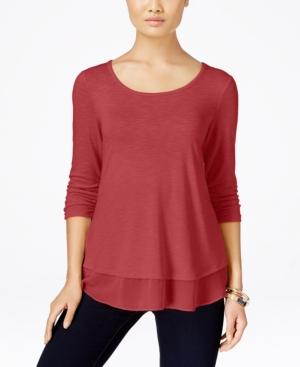 Style & Co. Petite Chiffon-hem Top, Only At Macy's