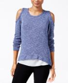 Bar Iii Heathered Cold-shoulder Knit Top, Only At Macy's