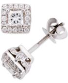 Diamond Square Halo Stud Earrings (1 Ct. T.w.) In 14k White Gold