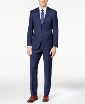 Dkny Men's Slim-fit Navy Tonal Striped Suit